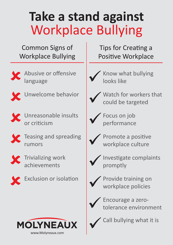 chart of workplace bullying signs and ways to create a positive workplace